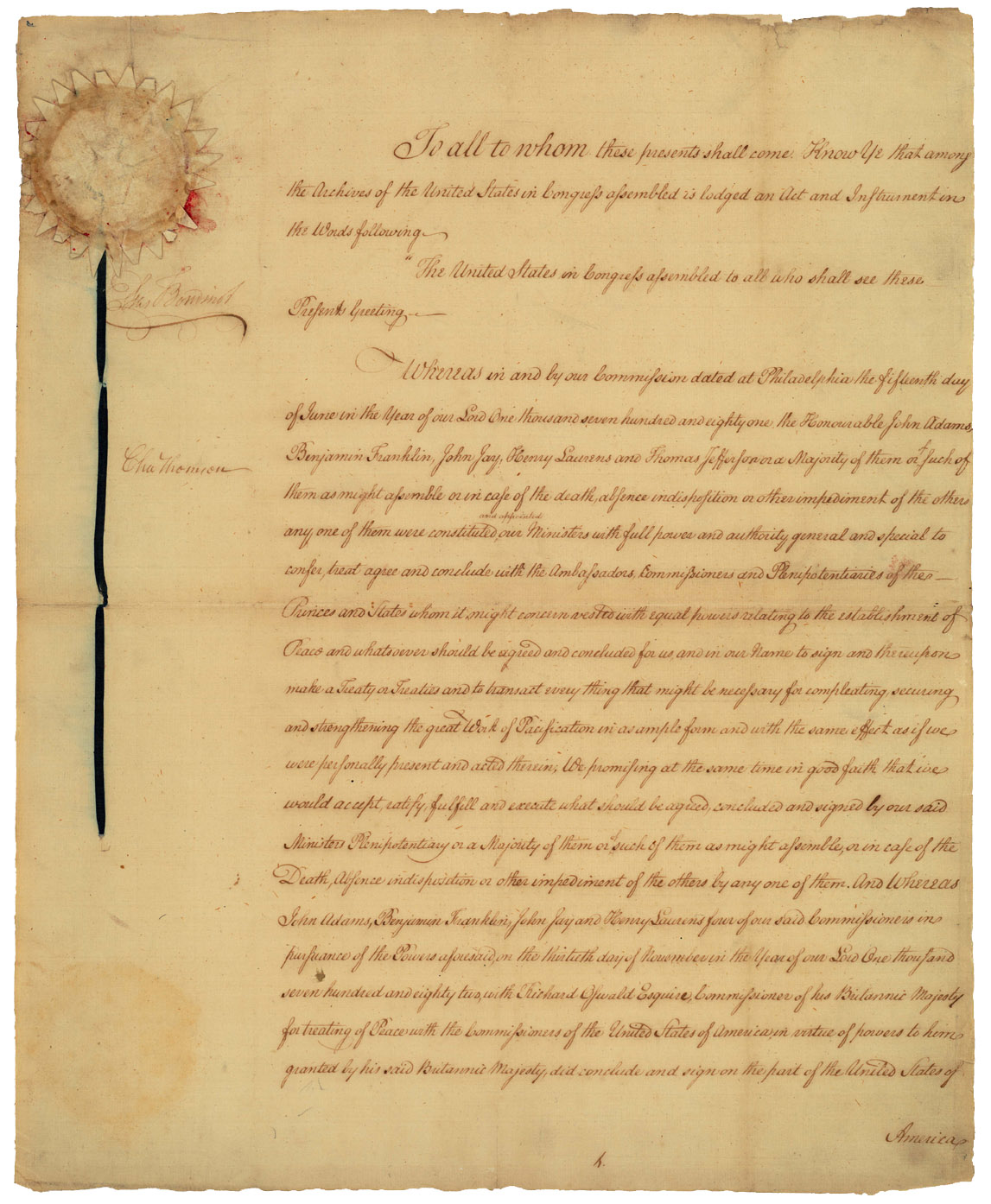the United States Revolution Treaty of Paris